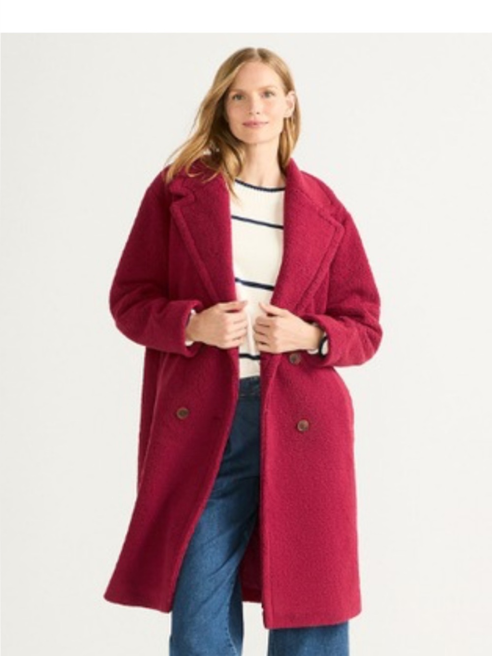 Lands End Berry Teddy  collared Fleece Coat Size XSmall NWOT will fit up to Medi